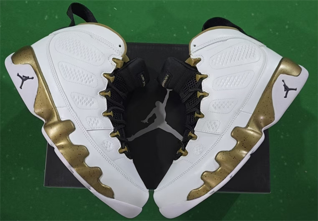Men's Running weapon Air Jordan 9 White/Gold Shoes 033
